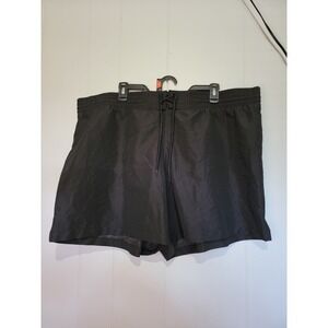 Kona Sol Women's 1X Black Nylon Drawstring Quik Dry Brief-Free Board Swim Shorts